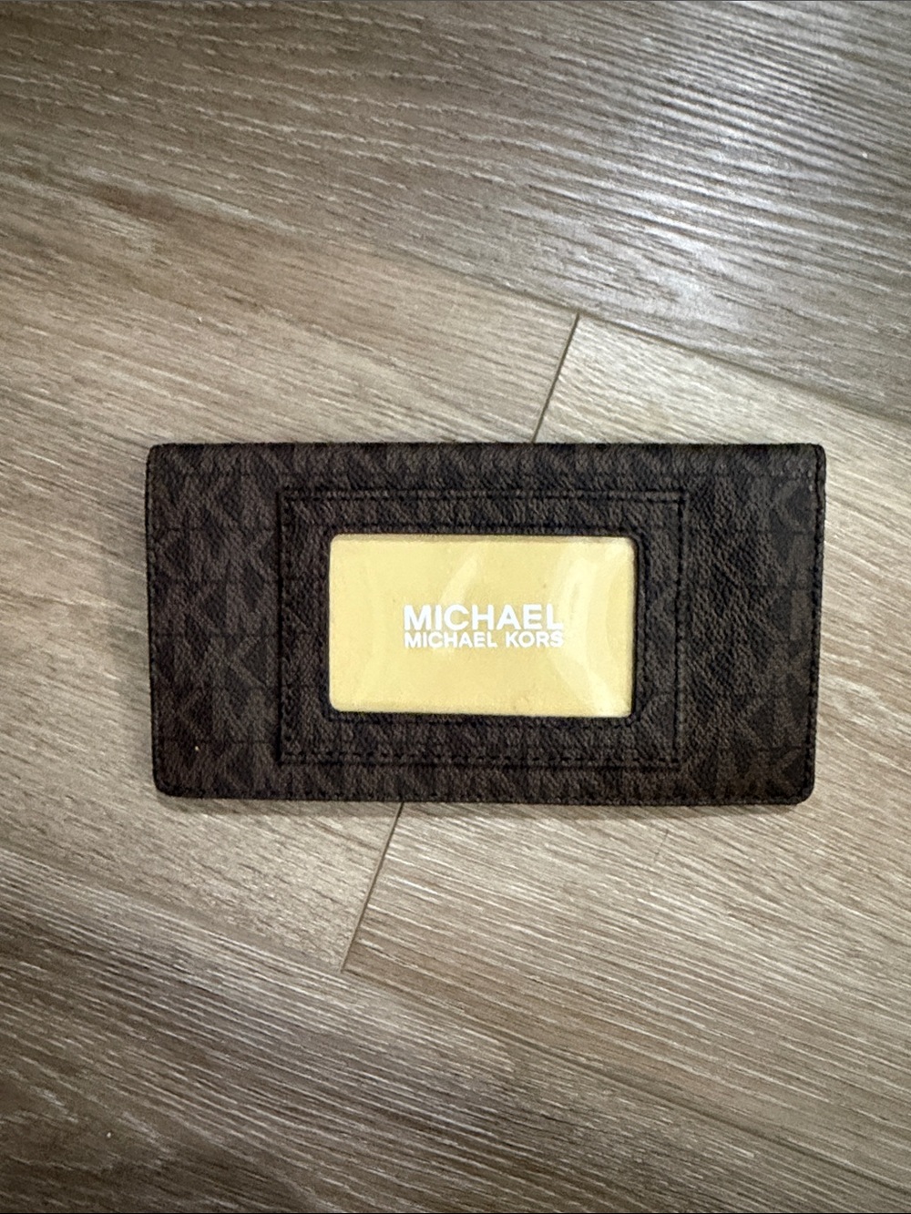 Michael Kors Men’s Card Holder ID Window in Dark Brown with Beige Insert
